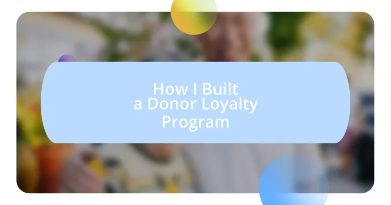 How I Built a Donor Loyalty Program