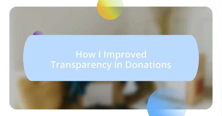 How I Improved Transparency in Donations