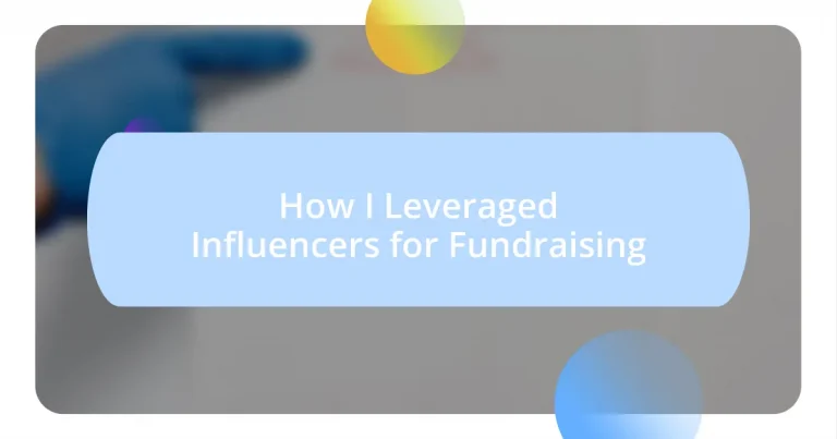 How I Leveraged Influencers for Fundraising