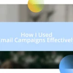 How I Used Email Campaigns Effectively