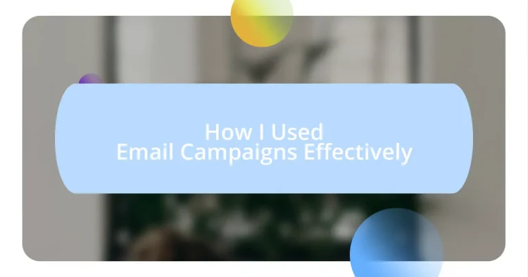 How I Used Email Campaigns Effectively