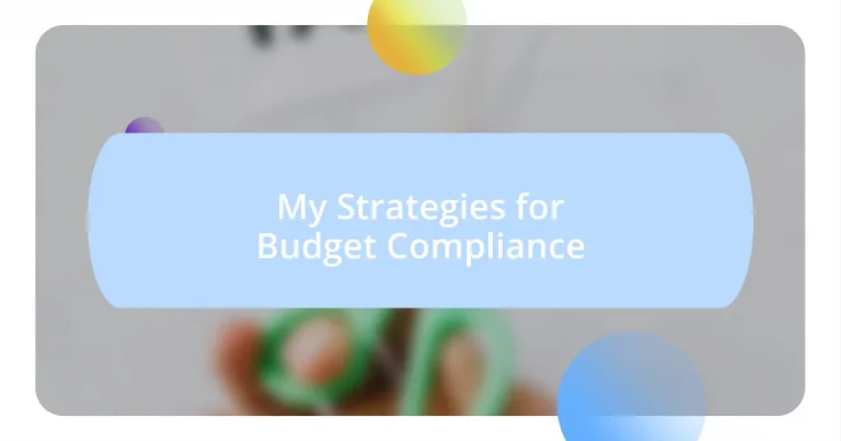 My Strategies for Budget Compliance