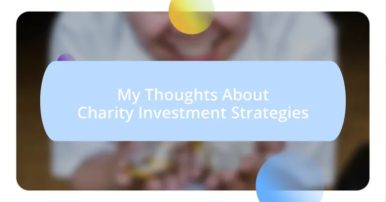 My Thoughts About Charity Investment Strategies