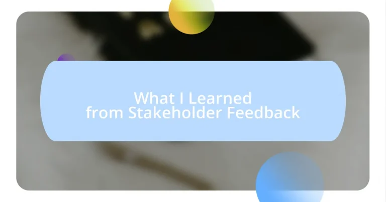 What I Learned from Stakeholder Feedback