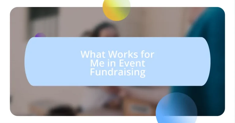 What Works for Me in Event Fundraising