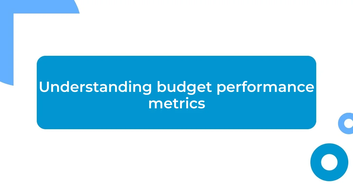 Understanding budget performance metrics